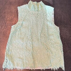 Brooks Brothers Lace High-Neck Blouse - Mint Green